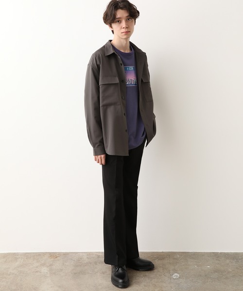 JUNRED（ジュンレッド）の「ワイドプラケットルーズシャツ（シャツ/ブラウス・メンズ・ホワイト/チャコールグレー・S/M/L）」の3枚目の写真