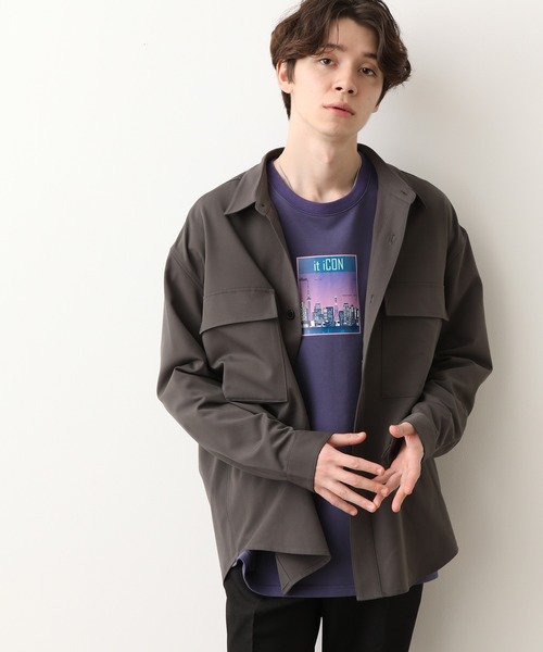 JUNRED（ジュンレッド）の「ワイドプラケットルーズシャツ（シャツ/ブラウス・メンズ・ホワイト/チャコールグレー・S/M/L）」の4枚目の写真