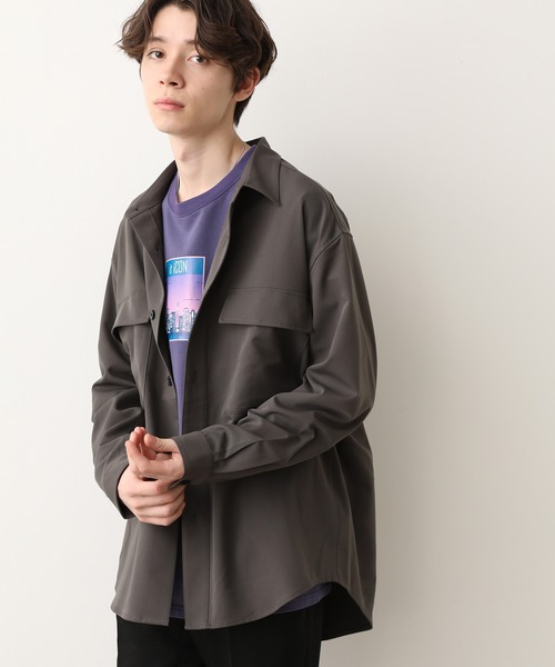 JUNRED（ジュンレッド）の「ワイドプラケットルーズシャツ（シャツ/ブラウス・メンズ・ホワイト/チャコールグレー・S/M/L）」の5枚目の写真