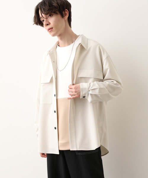 JUNRED（ジュンレッド）の「ワイドプラケットルーズシャツ（シャツ/ブラウス・メンズ・ホワイト/チャコールグレー・S/M/L）」の11枚目の写真