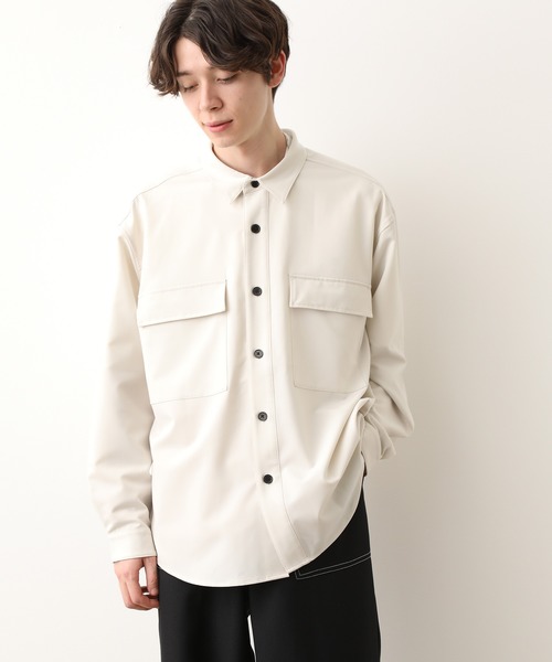 JUNRED（ジュンレッド）の「ワイドプラケットルーズシャツ（シャツ/ブラウス・メンズ・ホワイト/チャコールグレー・S/M/L）」の12枚目の写真