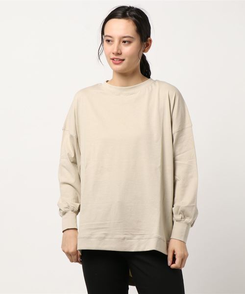 AMERICAN HOLIC(アメリカンホリック)の「変形クルーネックカットチュニック*(Tシャツ/カットソー・レディース・チャコールグレー/ベージュ/オフホワイト/ミント・FREE)」の3枚目の写真