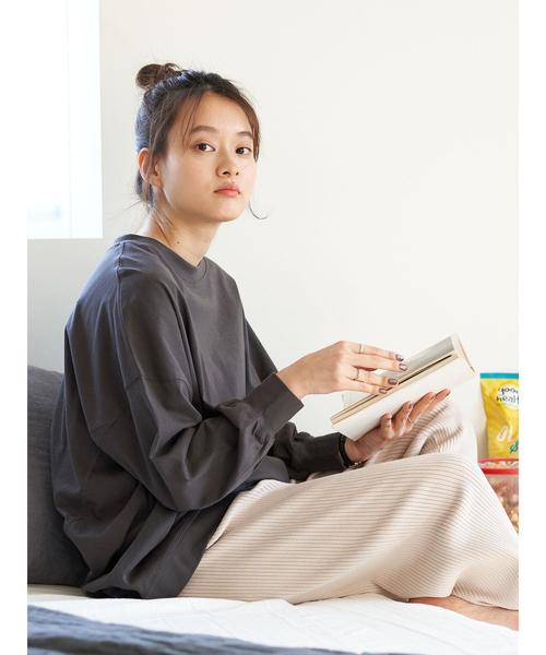 AMERICAN HOLIC(アメリカンホリック)の「変形クルーネックカットチュニック*(Tシャツ/カットソー・レディース・チャコールグレー/ベージュ/オフホワイト/ミント・FREE)」の5枚目の写真