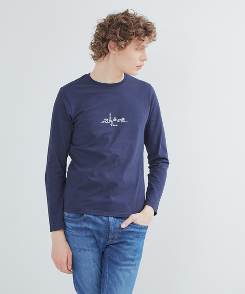 ABAHOUSE GRAY(アバハウスグレイ)の「【展開店舗限定】CITY刺繍 ロングTシャツ(Tシャツ/カットソー・メンズ・ホワイト/ネイビー/ブラック/ベージュ・46/48)」の4枚目の写真