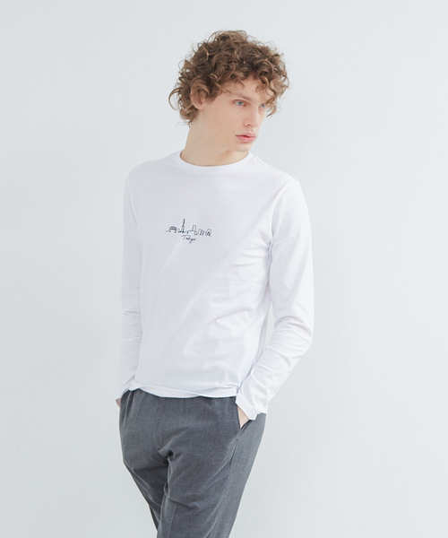 ABAHOUSE GRAY(アバハウスグレイ)の「【展開店舗限定】CITY刺繍 ロングTシャツ(Tシャツ/カットソー・メンズ・ホワイト/ネイビー/ブラック/ベージュ・46/48)」の2枚目の写真