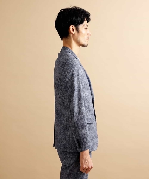 MICHEL KLEIN HOMME   （ミッシェルクランオム）の「【洗える】ジャケット（FLEX DRYヘリンボン）（テーラードジャケット・メンズ・ブラック/ブルー・MEDIUM/LARGE/X-LARGE）」の4枚目の写真