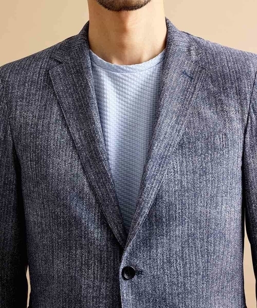 MICHEL KLEIN HOMME   （ミッシェルクランオム）の「【洗える】ジャケット（FLEX DRYヘリンボン）（テーラードジャケット・メンズ・ブラック/ブルー・MEDIUM/LARGE/X-LARGE）」の7枚目の写真
