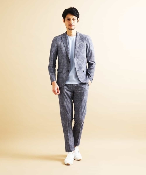 MICHEL KLEIN HOMME   （ミッシェルクランオム）の「【洗える】ジャケット（FLEX DRYヘリンボン）（テーラードジャケット・メンズ・ブラック/ブルー・MEDIUM/LARGE/X-LARGE）」の12枚目の写真