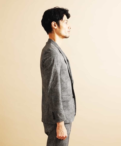 MICHEL KLEIN HOMME   （ミッシェルクランオム）の「【洗える】ジャケット（FLEX DRYヘリンボン）（テーラードジャケット・メンズ・ブラック/ブルー・MEDIUM/LARGE/X-LARGE）」の14枚目の写真