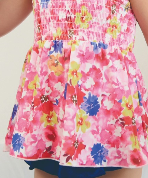 LEAD（リード）の「2点セットキッズ・ベビーぼかし水彩フラワー柄シャーリングフリル水着（水着・キッズ・ブルー/ピンク・100cm/130cm/110cm/120cm/90㎝）」の11枚目の写真