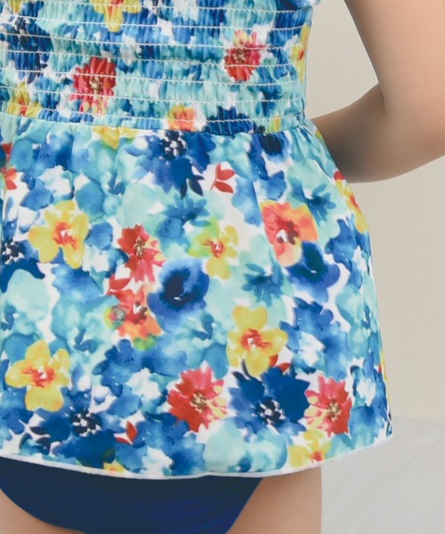 LEAD（リード）の「2点セットキッズ・ベビーぼかし水彩フラワー柄シャーリングフリル水着（水着・キッズ・ブルー/ピンク・100cm/130cm/110cm/120cm/90㎝）」の13枚目の写真