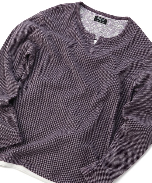 MEN'S BIGI(メンズビギ)の「ヴィンテージ風ワッフルカットソー(Tシャツ/カットソー・メンズ・パープル/ホワイト/ネイビー/ブラック・03/02/01)」の4枚目の写真