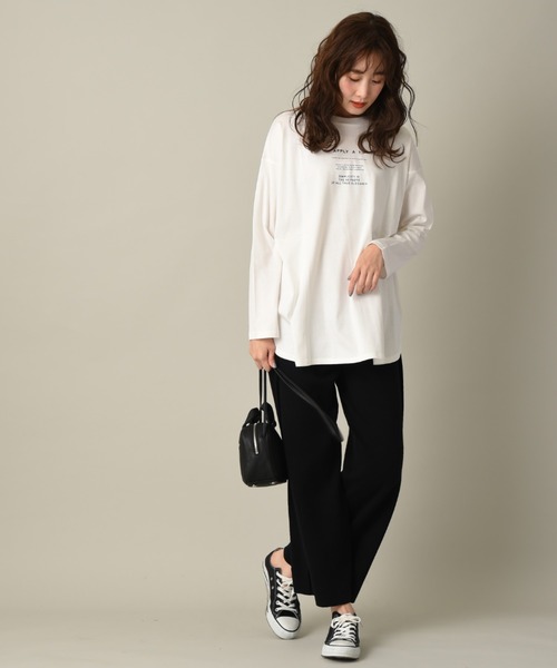 INTERPLANET（インタープラネット）の「シルケットスムース前後２ＷＡＹロゴ転写プリントプルオーバー（Tシャツ/カットソー・レディース・グレイッシュベージュ/オフホワイト・FREE）」の7枚目の写真