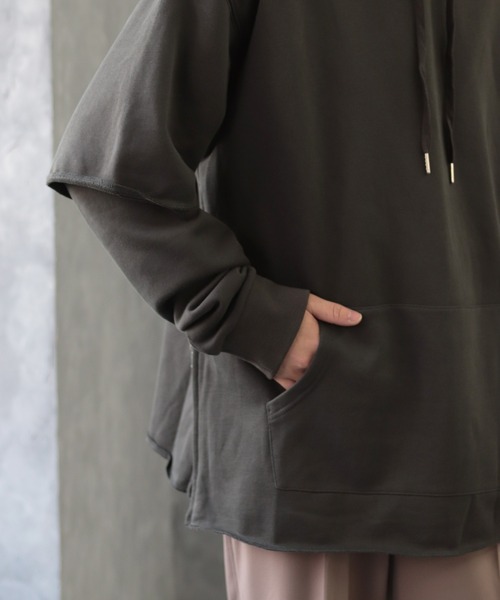 CREARE -LINO-（クレアーレリノ）の「サイドZIPレイヤードBIGパーカー（パーカー・メンズ・ブラック/ブラウン/チャコールグレー・M/L）」の12枚目の写真