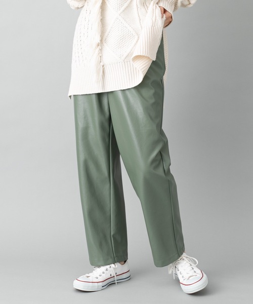 prose verse（プロズヴェール）の「エコレザーテーパードパンツ 美シルエット バックウエストゴム仕様（その他パンツ・レディース・カーキ/アイボリー/ブラウン/イエロー・ﾌﾘ-）」の7枚目の写真