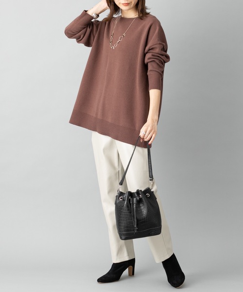 prose verse（プロズヴェール）の「エコレザーテーパードパンツ 美シルエット バックウエストゴム仕様（その他パンツ・レディース・カーキ/アイボリー/ブラウン/イエロー・ﾌﾘ-）」の18枚目の写真