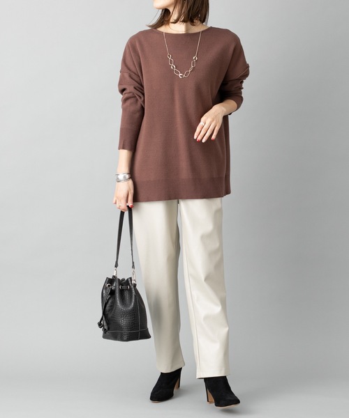 prose verse（プロズヴェール）の「エコレザーテーパードパンツ 美シルエット バックウエストゴム仕様（その他パンツ・レディース・カーキ/アイボリー/ブラウン/イエロー・ﾌﾘ-）」の20枚目の写真