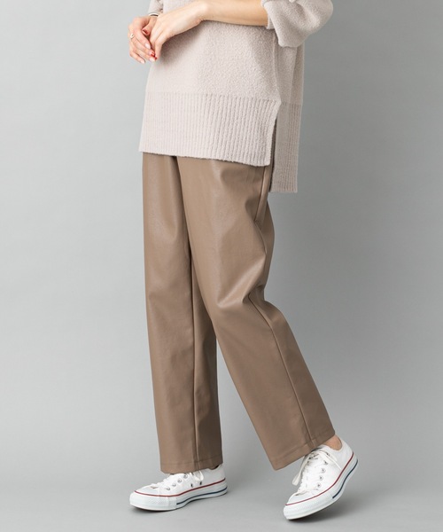 prose verse（プロズヴェール）の「エコレザーテーパードパンツ 美シルエット バックウエストゴム仕様（その他パンツ・レディース・カーキ/アイボリー/ブラウン/イエロー・ﾌﾘ-）」の21枚目の写真