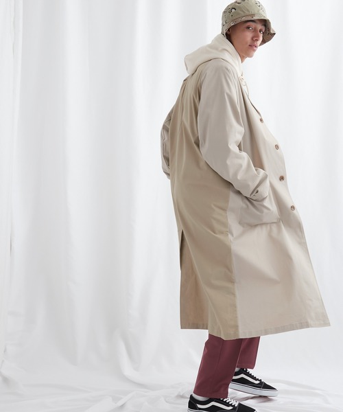 EMMA CLOTHES(エマクローズ)の「マルチファブリック 背面切替 オーバーサイズスプリングコート【EMMA CLOTHES/エマクローズ】(チェスターコート・メンズ・アイボリー/ライトグレー・FREE)」の6枚目の写真