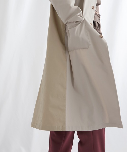 EMMA CLOTHES(エマクローズ)の「マルチファブリック 背面切替 オーバーサイズスプリングコート【EMMA CLOTHES/エマクローズ】(チェスターコート・メンズ・アイボリー/ライトグレー・FREE)」の9枚目の写真