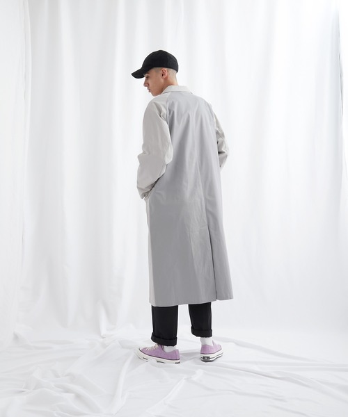 EMMA CLOTHES(エマクローズ)の「マルチファブリック 背面切替 オーバーサイズスプリングコート【EMMA CLOTHES/エマクローズ】(チェスターコート・メンズ・アイボリー/ライトグレー・FREE)」の12枚目の写真