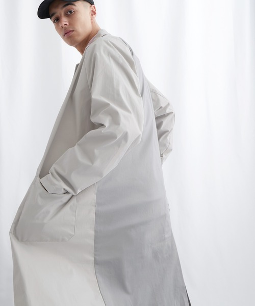 EMMA CLOTHES(エマクローズ)の「マルチファブリック 背面切替 オーバーサイズスプリングコート【EMMA CLOTHES/エマクローズ】(チェスターコート・メンズ・アイボリー/ライトグレー・FREE)」の14枚目の写真