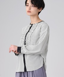 RAW FUDGE | フリル配色ドットブラウス(シャツ/ブラウス)