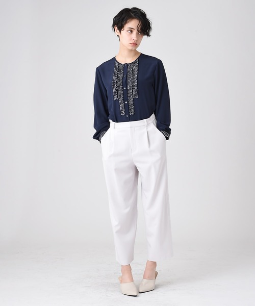 RAW FUDGE（ローファッジ）の「フリル配色ドットブラウス（シャツ/ブラウス・レディース・ブラック/ネイビー/オフホワイト・M）」の6枚目の写真