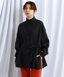 JET（ジェット）の「◆【ウォッシャブル】リネン混スタンドカラーウエストマークシャツ（シャツ/ブラウス）」