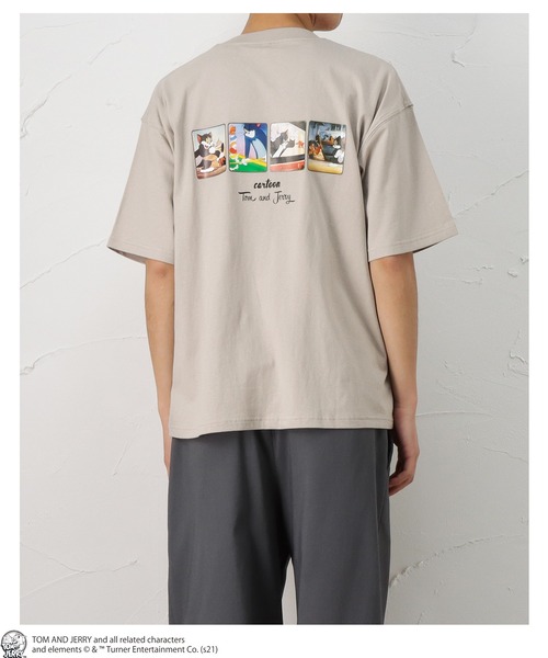 Mac-House（マックハウス）の「Tom and Jerry バックフォト 半袖Tシャツ（Tシャツ/カットソー・メンズ・ホワイト/ベージュ/グレー・L/XL/M）」の3枚目の写真