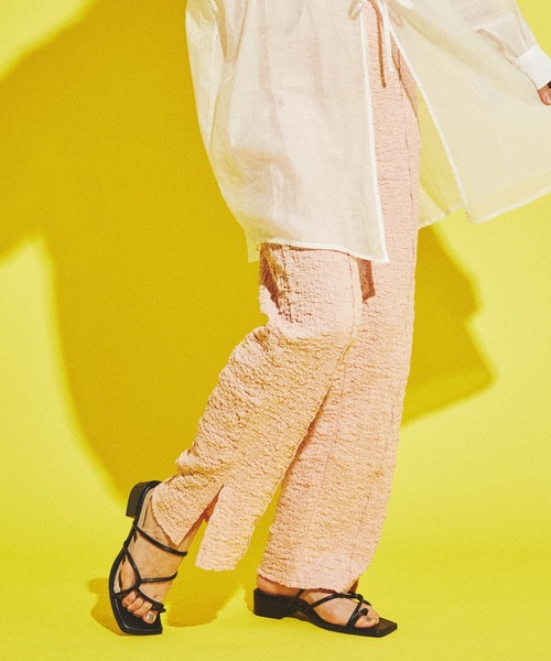 dispark（ディスパーク）の「DISPARK/ランダム楊柳フレアパンツ（スラックス・レディース・ライム/ピンク・FREE）」の5枚目の写真