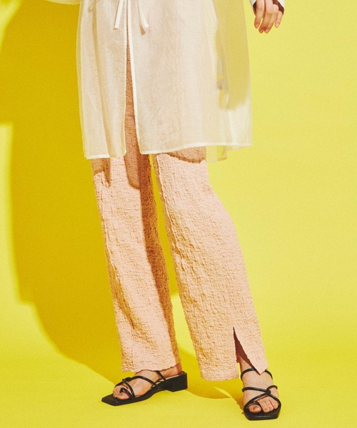 dispark（ディスパーク）の「DISPARK/ランダム楊柳フレアパンツ（スラックス・レディース・ライム/ピンク・FREE）」の7枚目の写真