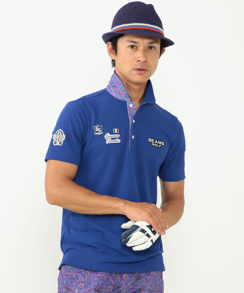ペイズリー Beams ポロシャツ セール Golf Golf ビームスゴルフ のファッション Label Beams Purple エリ裏 ポロシャツ ポロシャツ エリ裏 Beams
