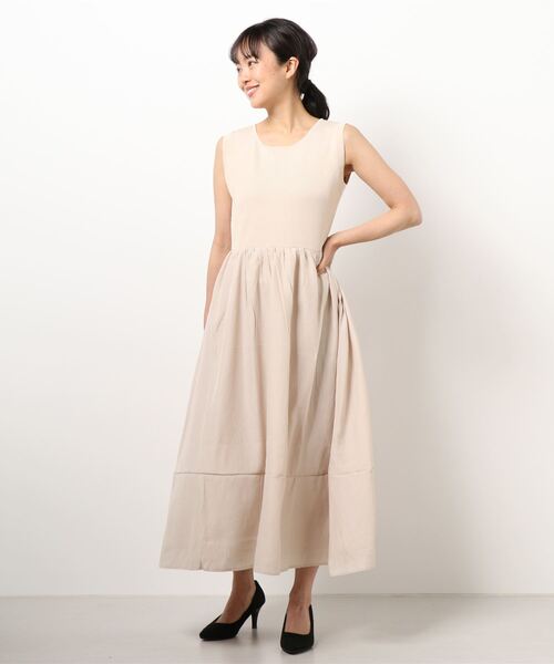 Allamanda（アラマンダ）の「ノースリニットドッキング／ワンピース（ワンピース・レディース・ライトグレー/ブラック系その他6/ピンクベージュ/ライトベージュ・M）」の3枚目の写真