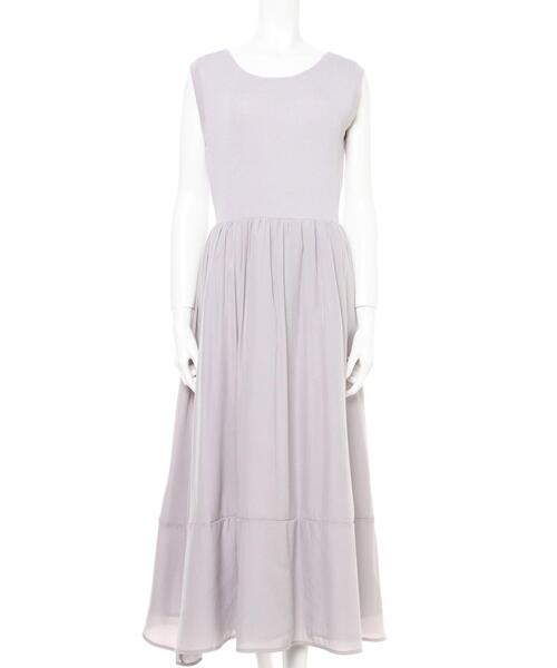 Allamanda（アラマンダ）の「ノースリニットドッキング／ワンピース（ワンピース・レディース・ライトグレー/ブラック系その他6/ピンクベージュ/ライトベージュ・M）」の6枚目の写真