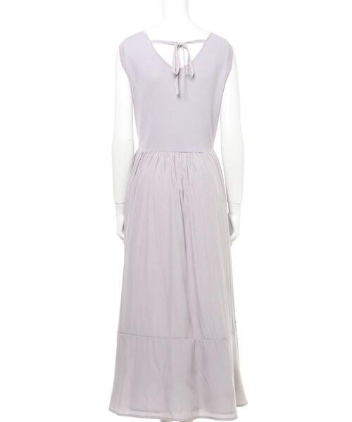 Allamanda（アラマンダ）の「ノースリニットドッキング／ワンピース（ワンピース・レディース・ライトグレー/ブラック系その他6/ピンクベージュ/ライトベージュ・M）」の7枚目の写真