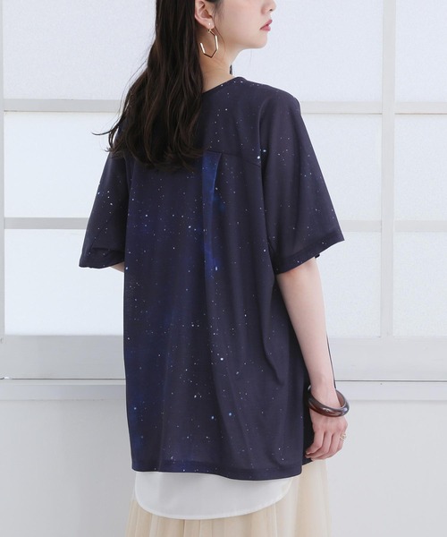 n'OrLABEL(ノアールレーベル)の「『コスモ柄プリントTシャツ』(Tシャツ/カットソー・レディース・ネイビー・FREE)」の7枚目の写真