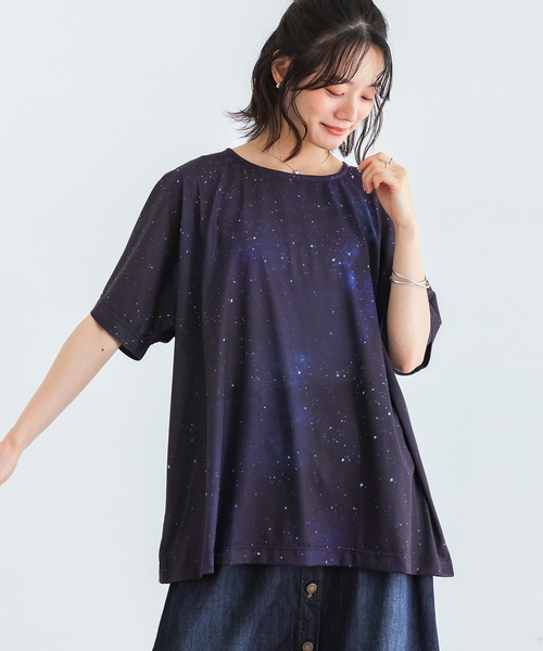 n'OrLABEL(ノアールレーベル)の「『コスモ柄プリントTシャツ』(Tシャツ/カットソー・レディース・ネイビー・FREE)」の11枚目の写真