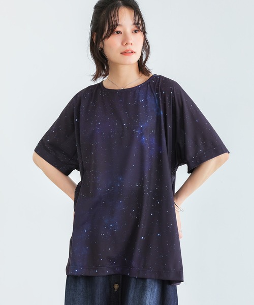 n'OrLABEL(ノアールレーベル)の「『コスモ柄プリントTシャツ』(Tシャツ/カットソー・レディース・ネイビー・FREE)」の10枚目の写真