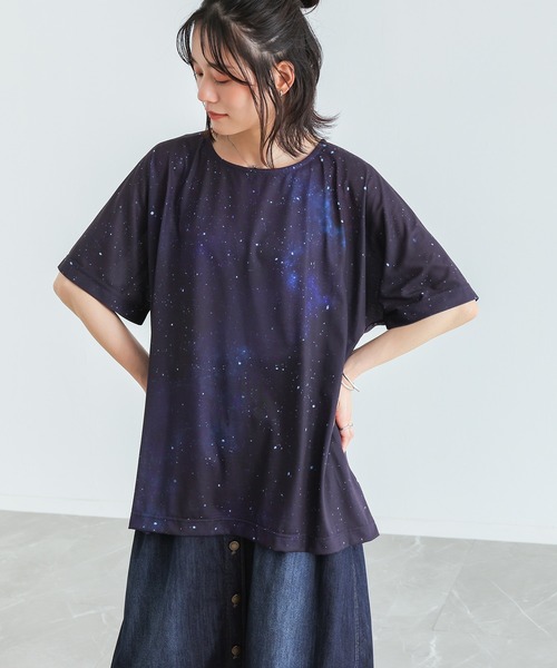 n'OrLABEL(ノアールレーベル)の「『コスモ柄プリントTシャツ』(Tシャツ/カットソー・レディース・ネイビー・FREE)」の12枚目の写真