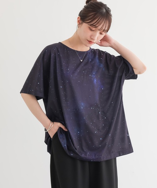 n'OrLABEL(ノアールレーベル)の「『コスモ柄プリントTシャツ』(Tシャツ/カットソー・レディース・ネイビー・FREE)」の17枚目の写真
