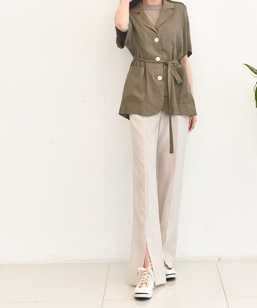 me+em select（ミームセレクト）の「センタースリットナチュラルスラックス（その他パンツ・レディース・ベージュ/グレー・FREE）」の19枚目の写真