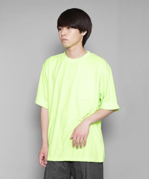 Bling Leads（ブリングリーズ）の「bling leads/パイルポケ付き半袖クルー（Tシャツ/カットソー・メンズ・ベージュ/ネイビー/アイボリー/ブラック/スモークピンク/ライトグリーン・MEDIUM/LARGE）」の4枚目の写真