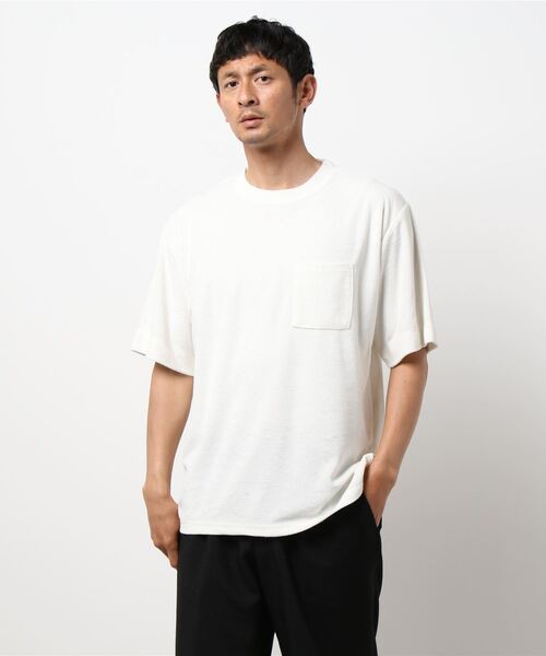 Bling Leads（ブリングリーズ）の「bling leads/パイルポケ付き半袖クルー（Tシャツ/カットソー・メンズ・ベージュ/ネイビー/アイボリー/ブラック/スモークピンク/ライトグリーン・MEDIUM/LARGE）」の13枚目の写真