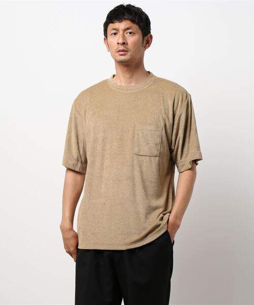 Bling Leads（ブリングリーズ）の「bling leads/パイルポケ付き半袖クルー（Tシャツ/カットソー・メンズ・ベージュ/ネイビー/アイボリー/ブラック/スモークピンク/ライトグリーン・MEDIUM/LARGE）」の12枚目の写真