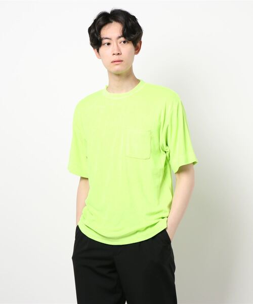 Bling Leads（ブリングリーズ）の「bling leads/パイルポケ付き半袖クルー（Tシャツ/カットソー・メンズ・ベージュ/ネイビー/アイボリー/ブラック/スモークピンク/ライトグリーン・MEDIUM/LARGE）」の10枚目の写真