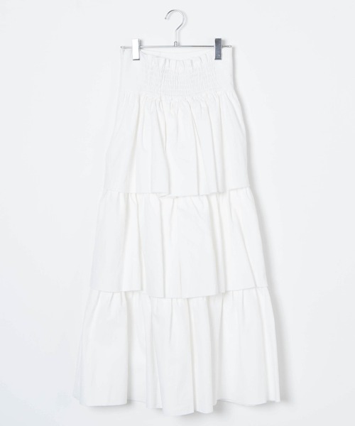 Romansual（ロマンシュアル）の「Romansual/ボリュームティアードハイウエストロングスカート（スカート・レディース・ホワイト/ブラック・SMALL/MEDIUM）」の16枚目の写真