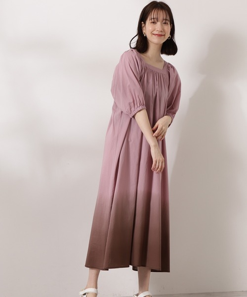 N.(N. Natural Beauty Basic)(エヌエヌナチュラルビューティーベーシック)の「◆コットンボリュームスリーブワンピース(ワンピース・レディース・チャコールグレー/ベージュ系その他/グリーン/ピンク系その他・MEDIUM)」の4枚目の写真