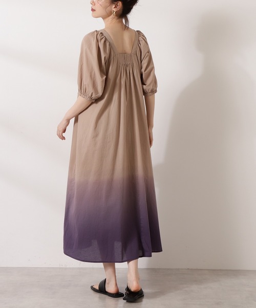 N.(N. Natural Beauty Basic)(エヌエヌナチュラルビューティーベーシック)の「◆コットンボリュームスリーブワンピース(ワンピース・レディース・チャコールグレー/ベージュ系その他/グリーン/ピンク系その他・MEDIUM)」の7枚目の写真