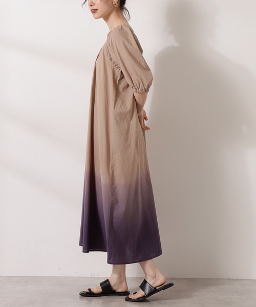 N.(N. Natural Beauty Basic)(エヌエヌナチュラルビューティーベーシック)の「◆コットンボリュームスリーブワンピース(ワンピース・レディース・チャコールグレー/ベージュ系その他/グリーン/ピンク系その他・MEDIUM)」の6枚目の写真